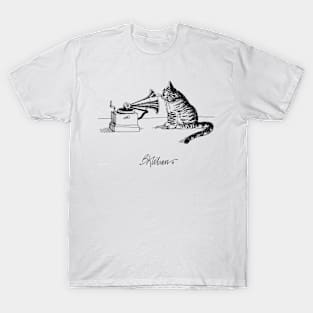 B kliban cat, cat listens to music T-Shirt